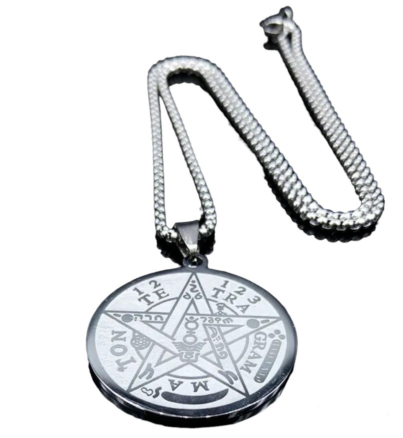 Halskette Pentagramm Gothic Witchcraft Witch silber Teufel Cosplay 50cm