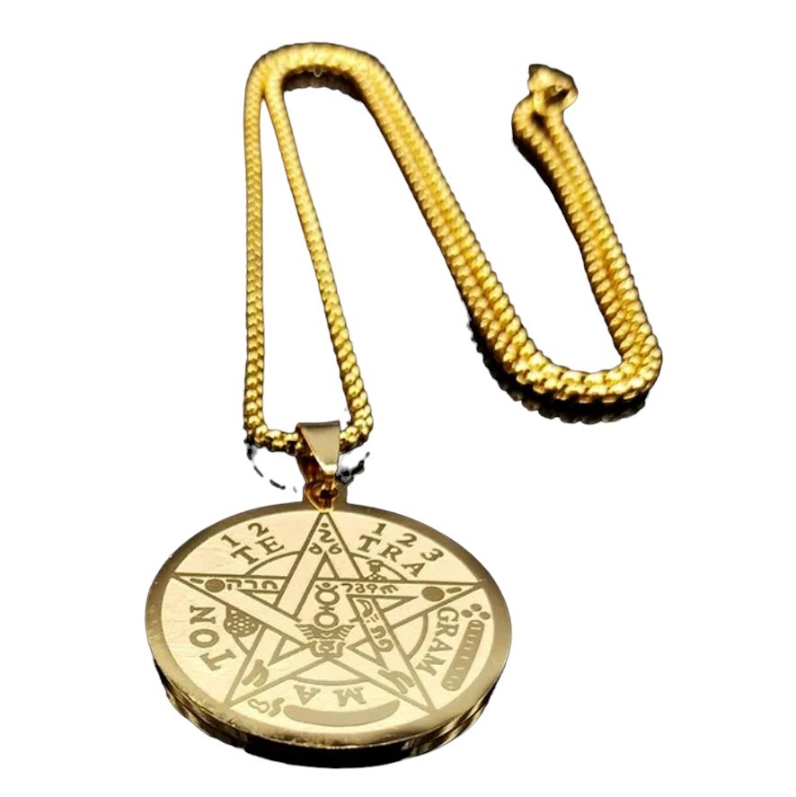 Halskette Pentagramm Gothic Gold Teufel Cosplay 50cm