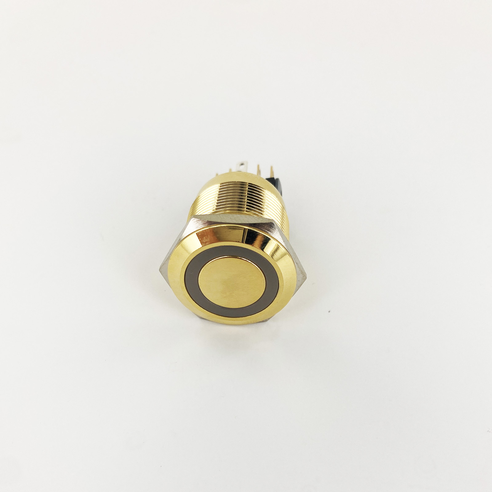 Einbauschalter - / Taster 22 mm vergoldet Ring LED