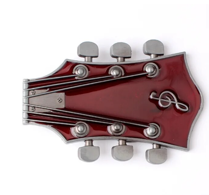Gürtelschnalle Buckle für Gürtel bis 4 cm Breite Metall Gitarre Musiker Guitar